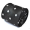 black tie with white polka dots